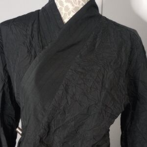 Black Crinkled Wrap Mini Dress